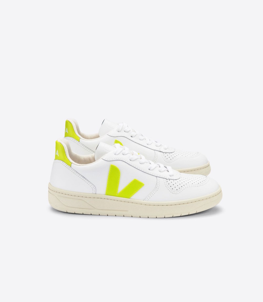 Tenis Veja Hombre - V-10 Cuero - Blancos - 978QUEHKM